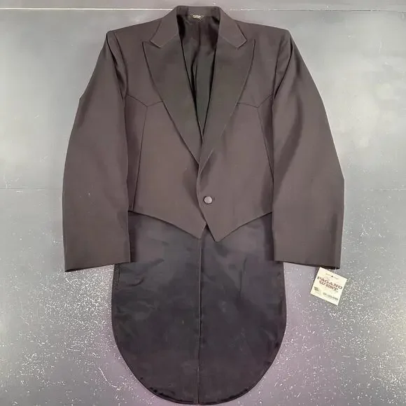 VTG Pagano West Blazer Men 48 L Black Tuxedo Tails Bolero Cropped Smiles NWT USA - Picture 3 of 9